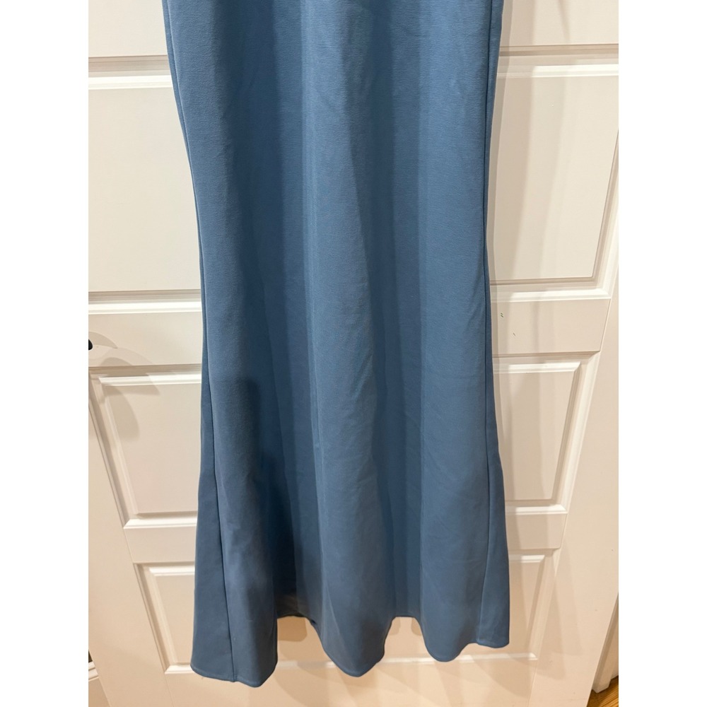 Lulus Slate Blue Margaux One Shoulder Ruffle Maxi Dress Size Small Formal - Picture 4 of 10